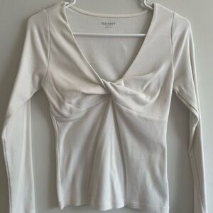 Old Navy Women's White Twist-Front Blouse